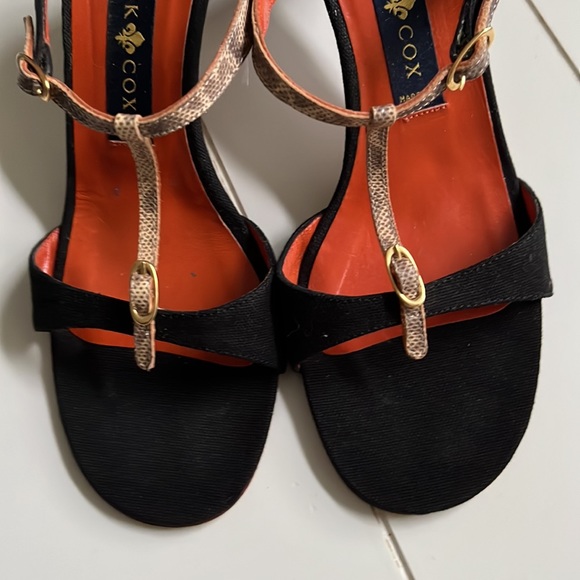 Vintage Patrick Cox Black Canvas/patterned snakeskin Strappy Sandals, 37EU/6.5US - Picture 4 of 9